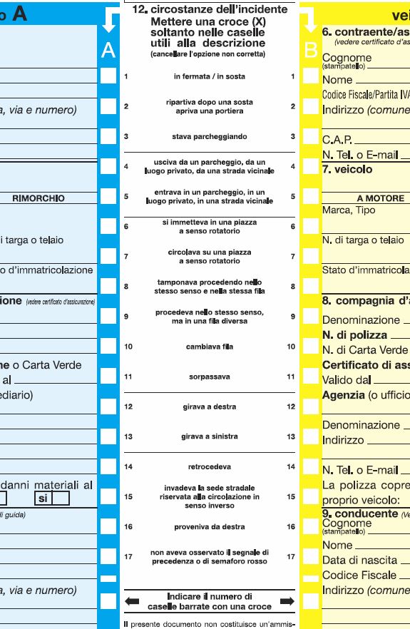 Modello CAI Assicurazione O Cid Constatazione Amichevole Scarica Il Pdf