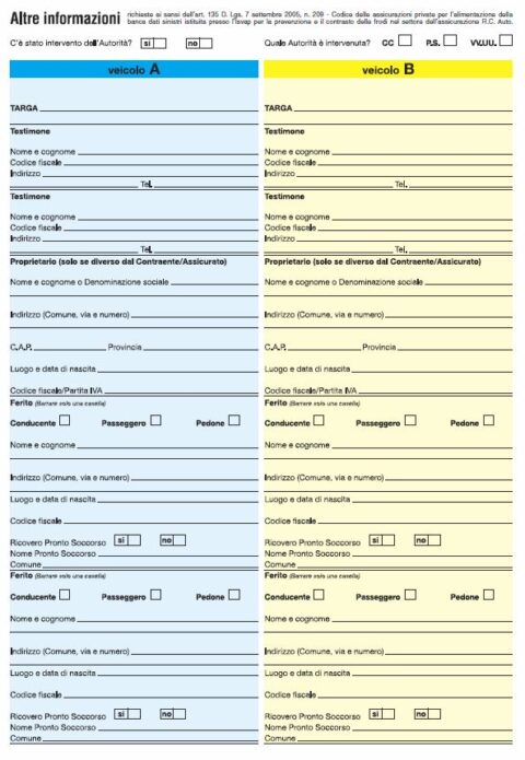 Modello CAI Assicurazione O Cid Constatazione Amichevole Scarica Il Pdf