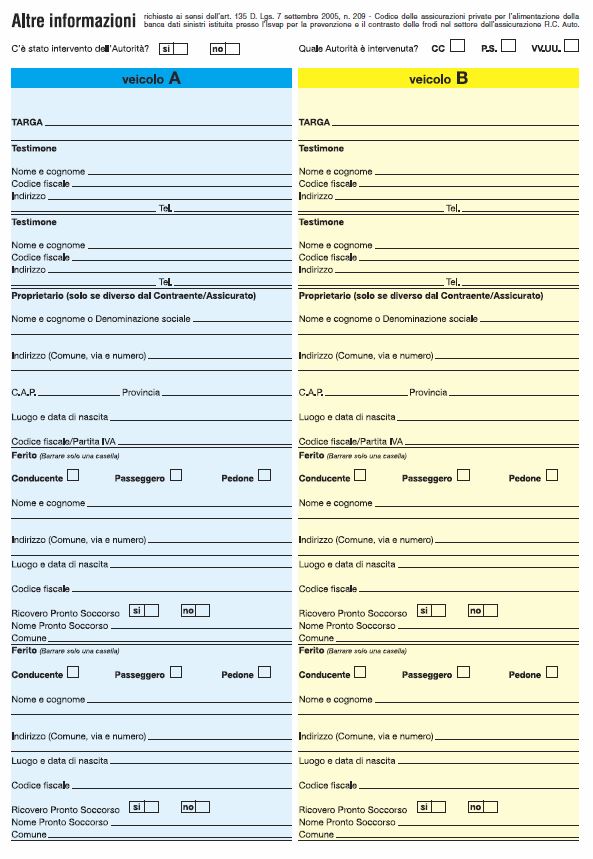 Modello CAI assicurazione o Cid constatazione amichevole scarica il pdf